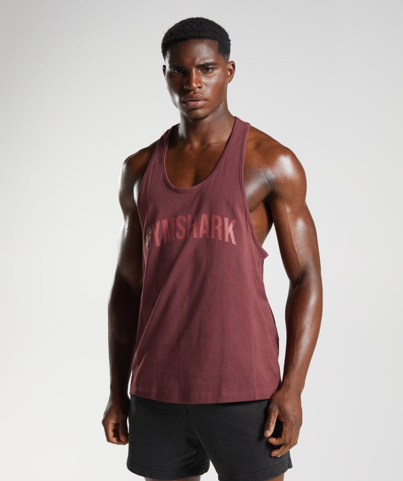 Men\'s Gymshark Power Stringer Tanks Brown | CA AN5368